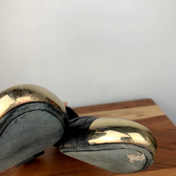 Tory Burch Kaitlin Flats Black Quilted Leather Gold Logo Ballet Shoes size 8.5 - Picture 5 of 12